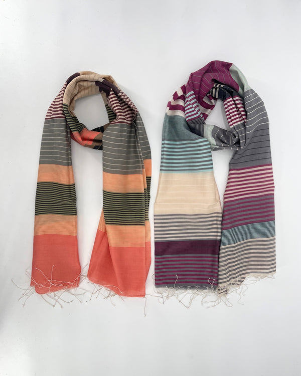 Samita Cotton & Silk Stripe Scarves