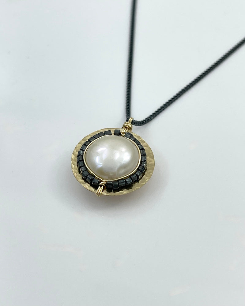 Dana Kellin Pearl & Dark Silver Necklace