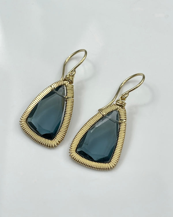 Dana Kellin London Blue Quartz Triangular Earrings