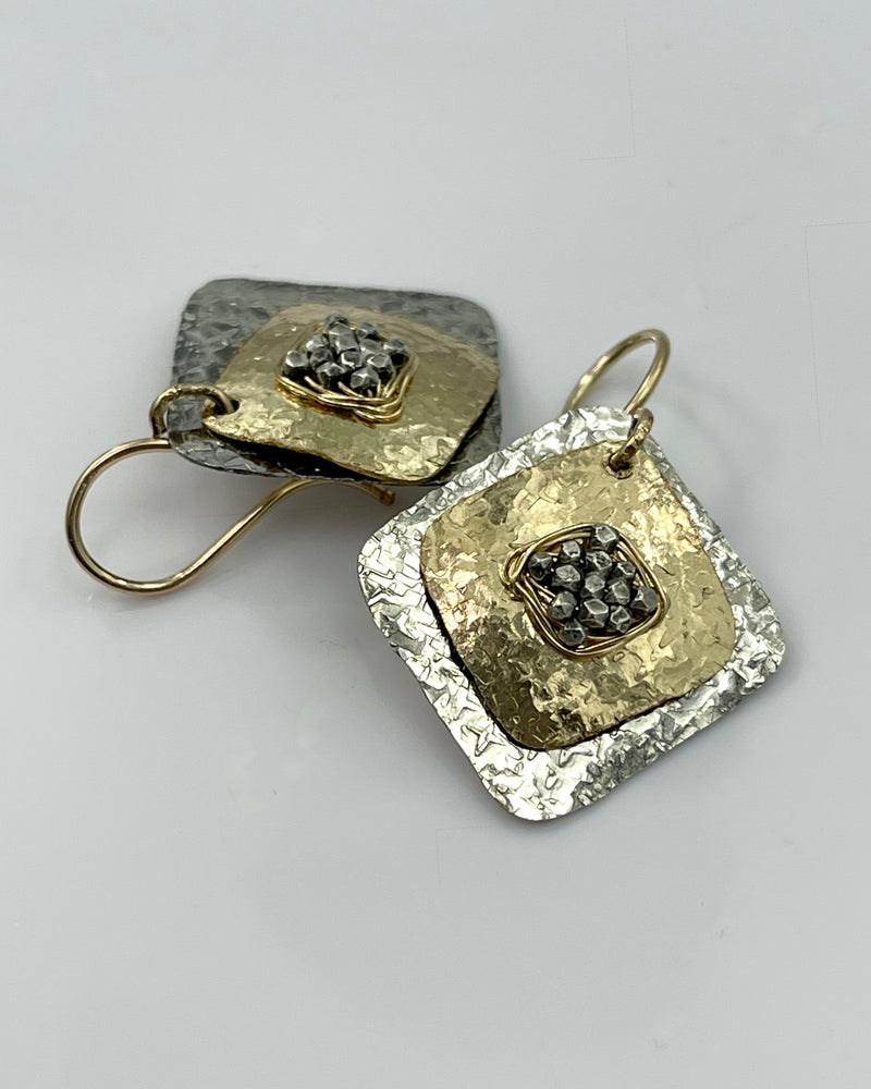 Dana Kellin Mixed Metal Diamond Shape Earrings