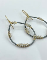 Dana Kellin Round Tear Drop Oxidized Earrings