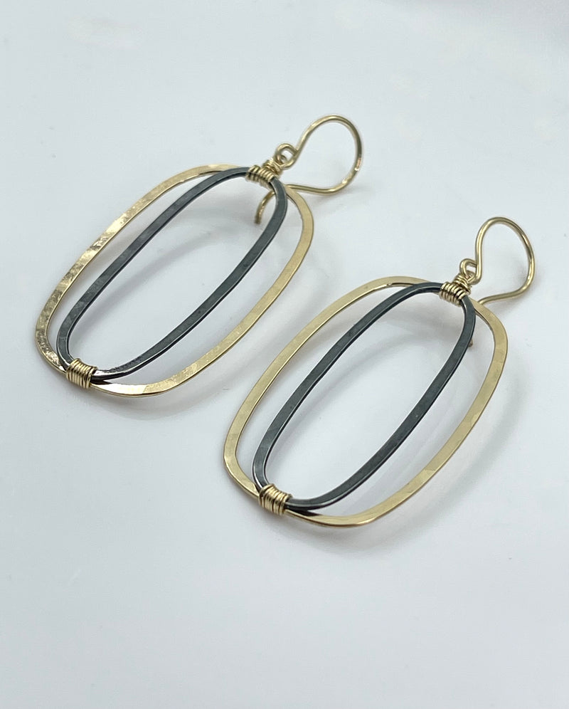 Dana Kellin Long Oval Mixed Metal Earrings