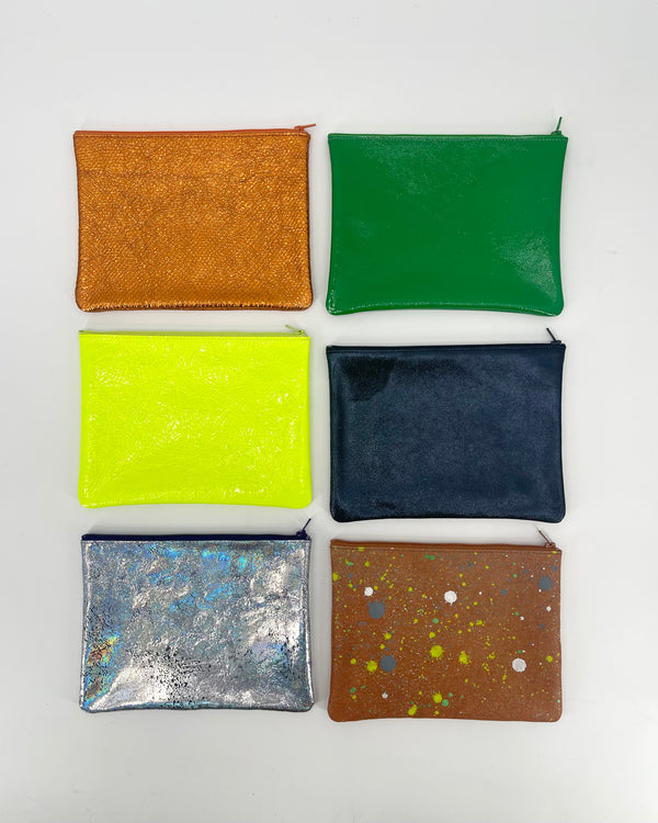 Large Leather Zip Pouches