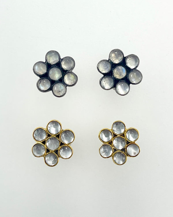 Cabochon Flower Stud Earrings