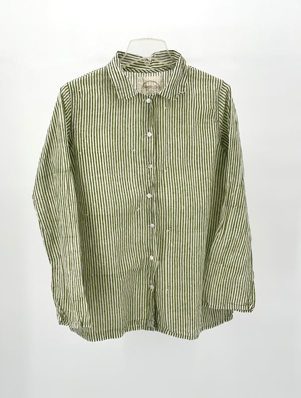 Green Stripe Cotton Shirt