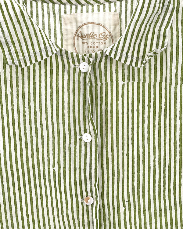 Green Stripe Cotton Shirt
