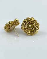 Miguel Ases Gold Flower Button Earrings