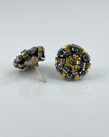 Miguel Ases BlueWhite Flower Button Earrings