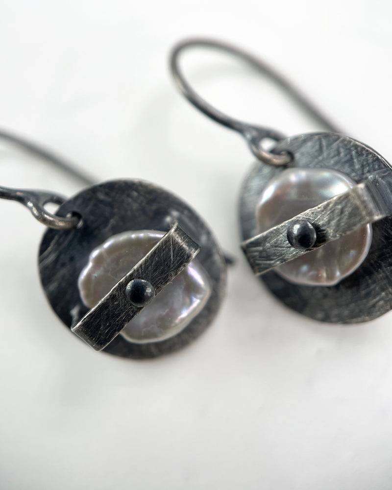 Carved Ellipse Band Earrings