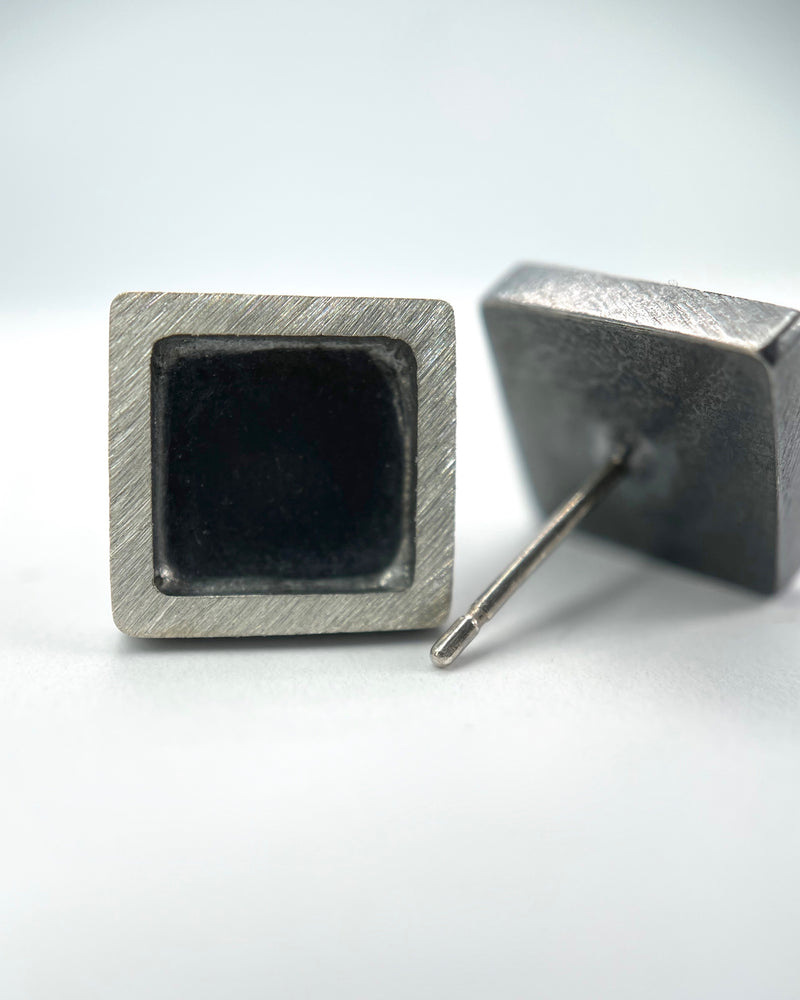Square Border Eclipse Post Earrings