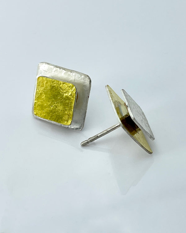 Biba Schutz Sterling & Gold Square Earrings