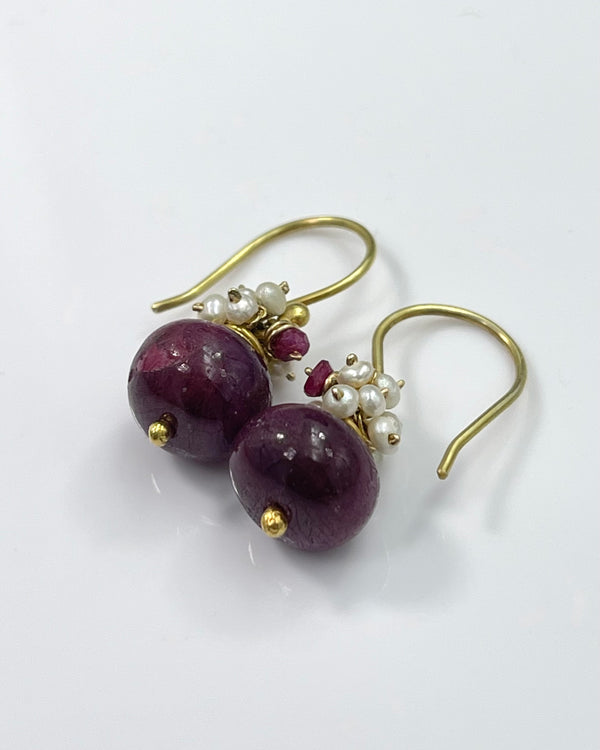 River Song Polished Ruby Fringe Earrings