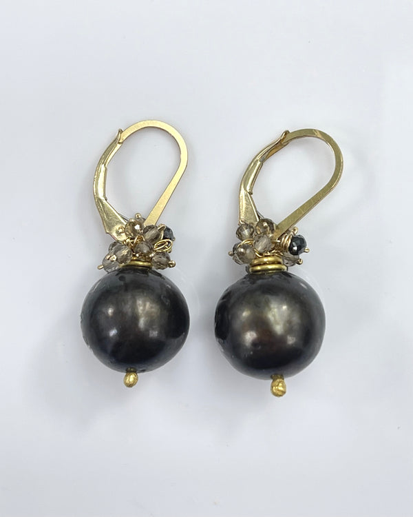 River Song Charcoal Pearl Fringe Earrings