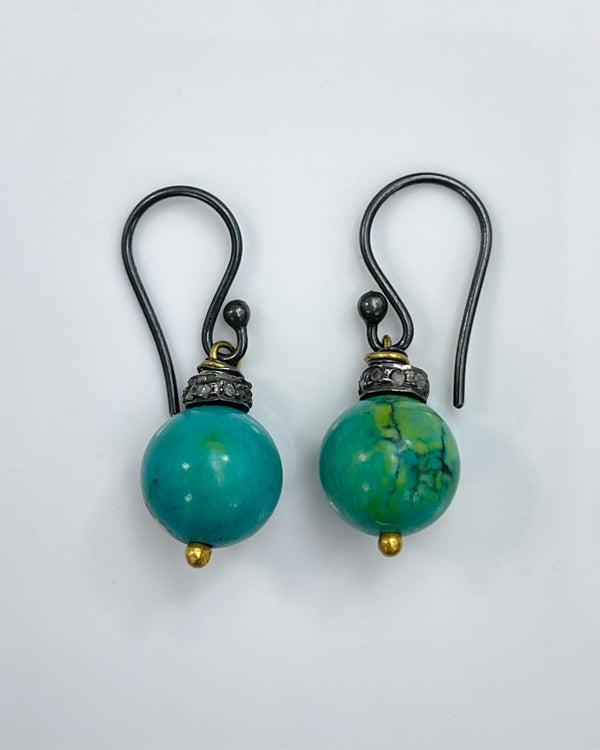 River Song Polished Persian Turquoise Earrings