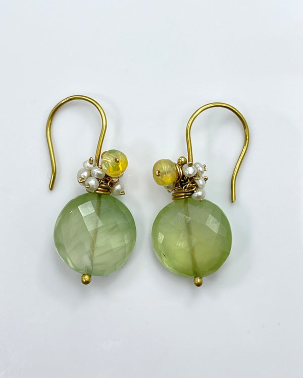 River Song Prehnite Coin Earrings