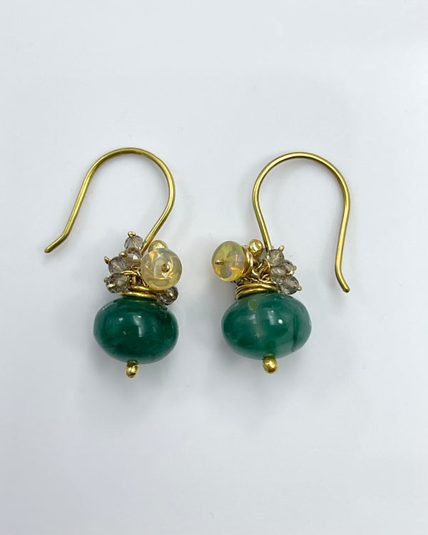 River Song Green Chalcedony Fringe Earrings