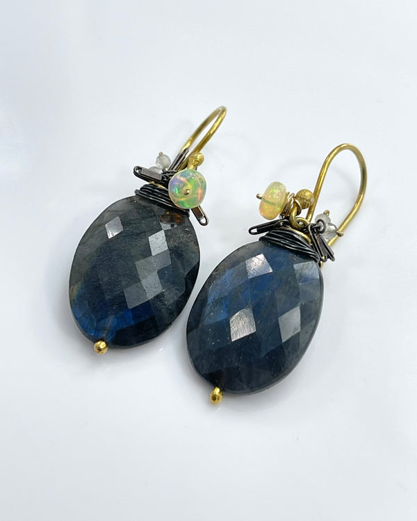 River Song Deep Blue Labradorite Fringe Earrings