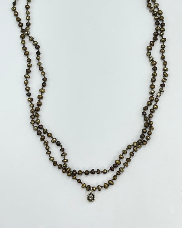 River Song Copper and Gold Antique Pearl Necklace