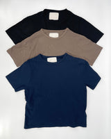 Cotton Crepe Short Sleeve Crew Top