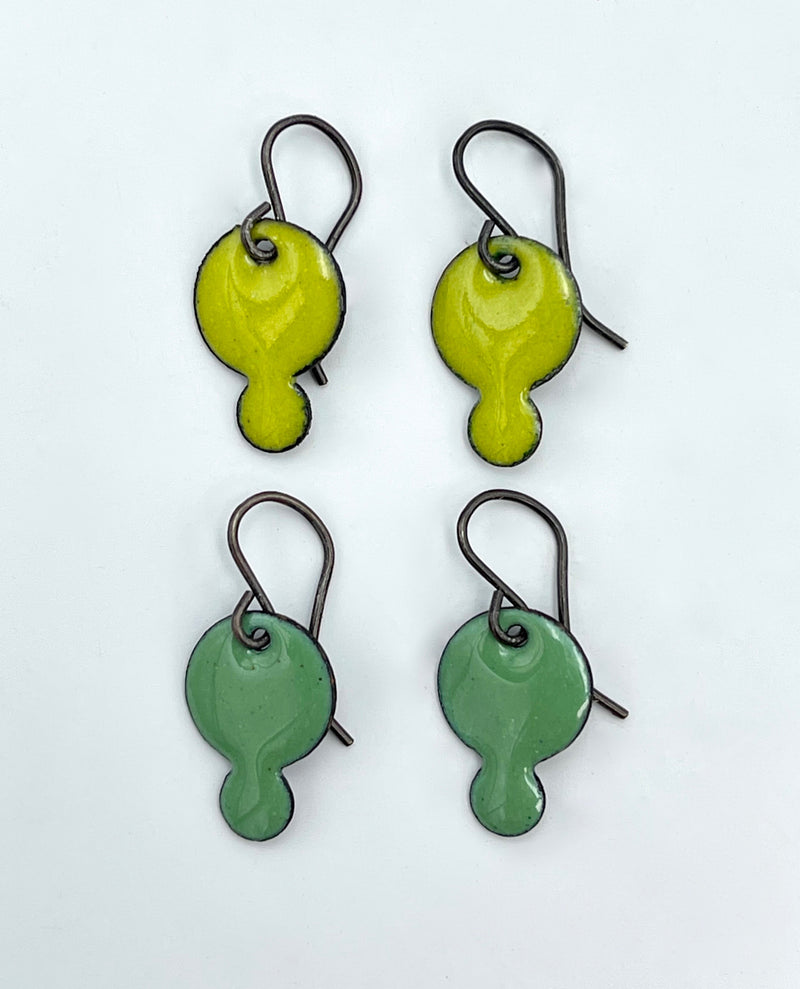 Small Double Circle Enamel Earrings