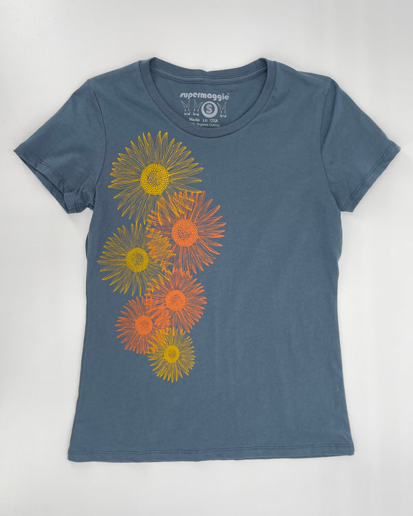 Sunflowers Ulla T-Shirt in Ocean Blue