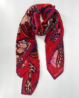 Butterflies Red Square Scarf