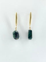 Julie Cohn Grain Bronze Emerald Earrings