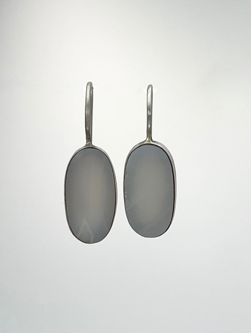 Oval Flat-Cut Stone Drop Earrings