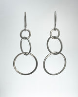 Three Hammered Chain Link Drop Earrings