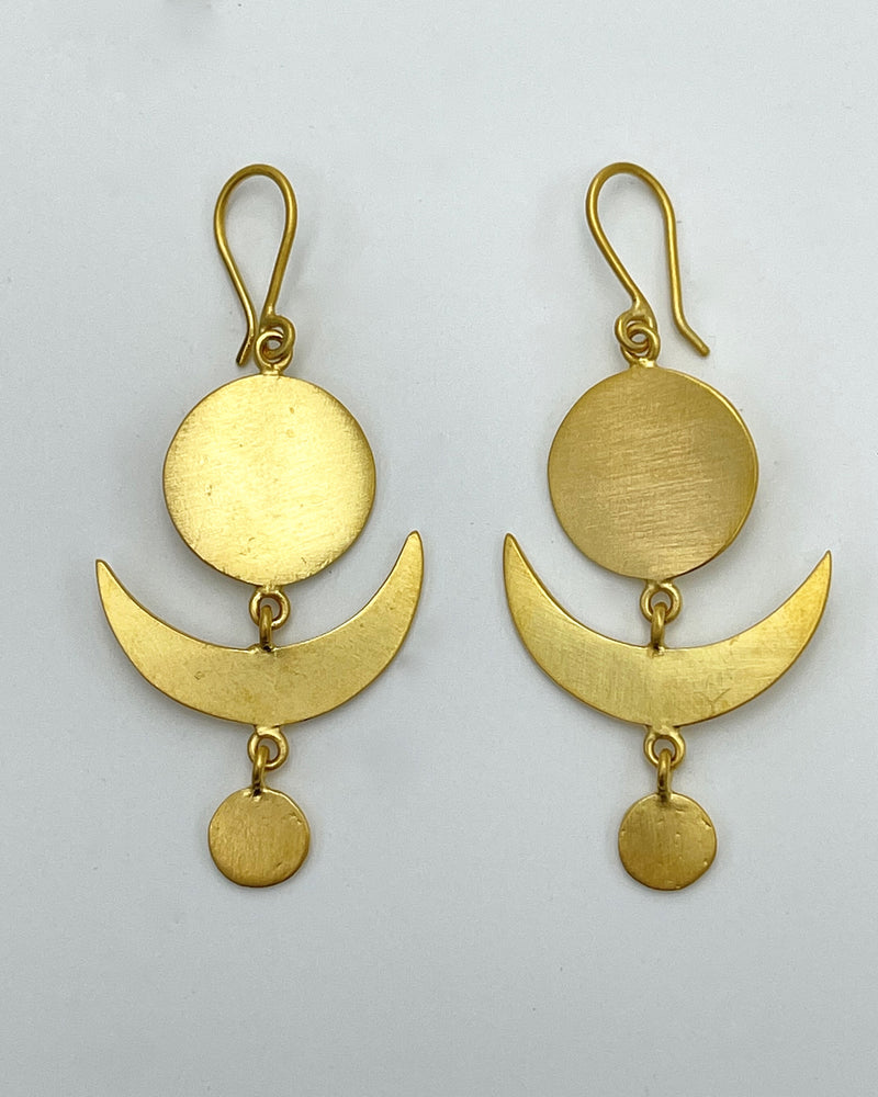 Full and Crescent Moon Drop Earrings