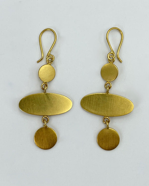 Small Disc & Ellipse Drop Earrings