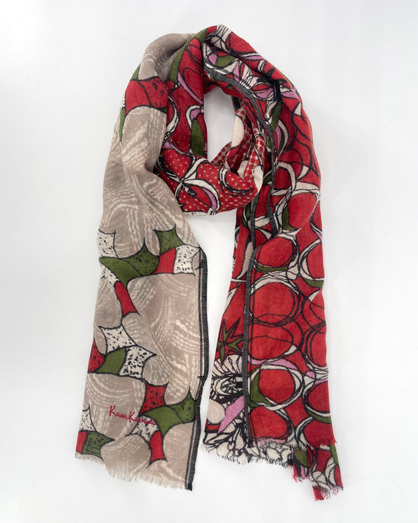 Reed and Olive Shawl, Red