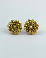 Miguel Ases Gold Flower Button Earrings