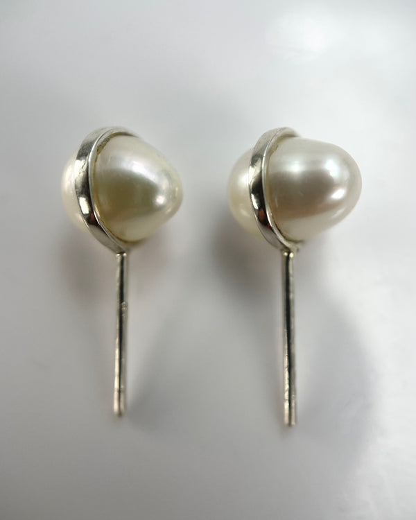 Melissa Joy Manning Silver Wrapped Pearl Earrings