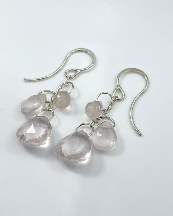 Melissa Joy Manning Rose Quartz Triple Drop Earrings