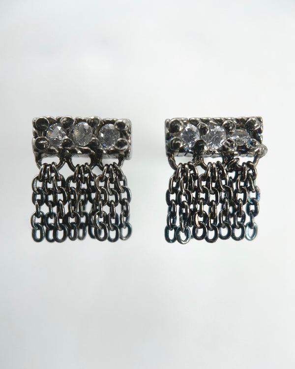 Marie Laure Chamorel Sterling Silver and Zirconium Diamond Earrings