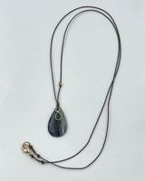 Margaret Solow Lace Obsidian & Emerald Necklace