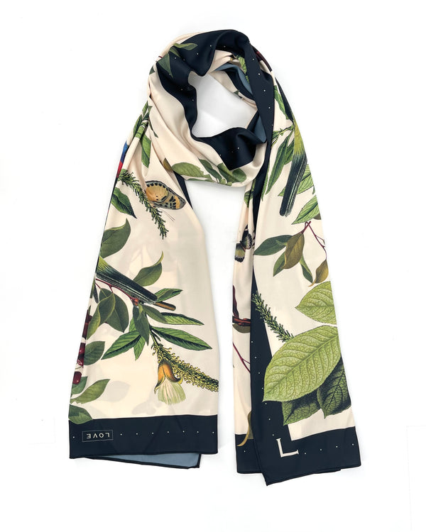 Black Retro Birds Scarf
