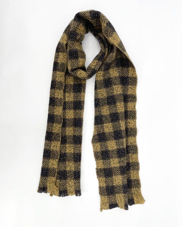 Distressed Gingham Cashmere Scarf
