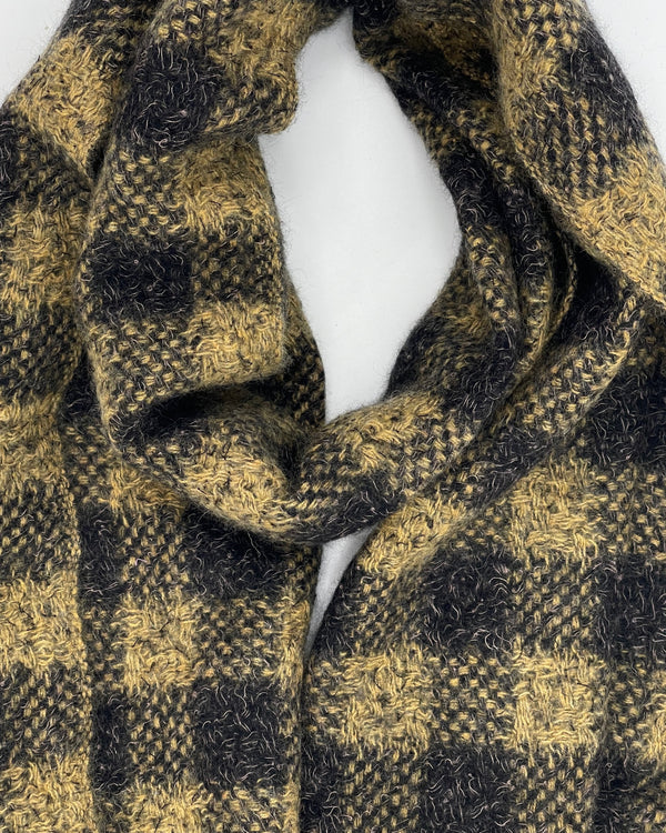 Distressed Gingham Cashmere Scarf
