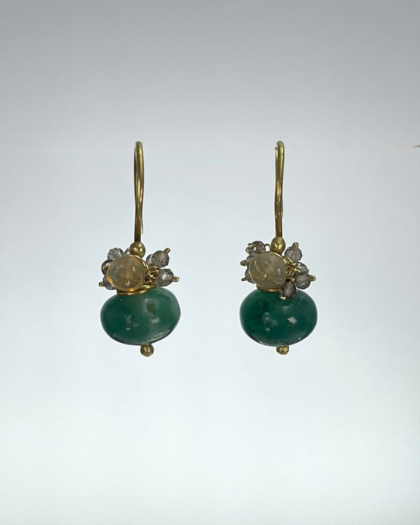 River Song Green Chalcedony Fringe Earrings