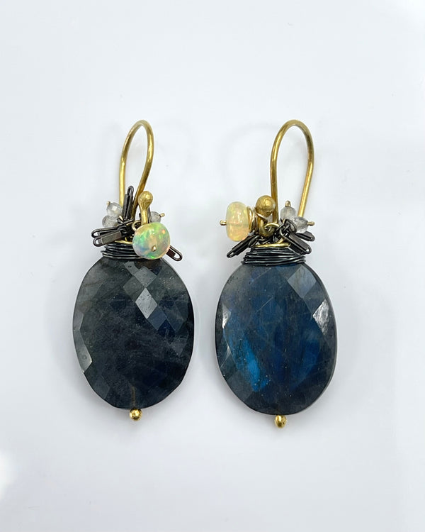 River Song Deep Blue Labradorite Fringe Earrings