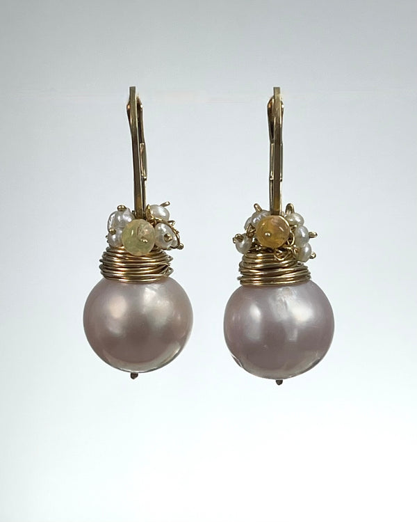 River Song Round Baroque Pearl Fringe Earrings
