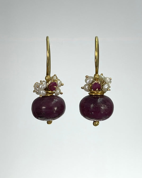 River Song Polished Ruby Fringe Earrings