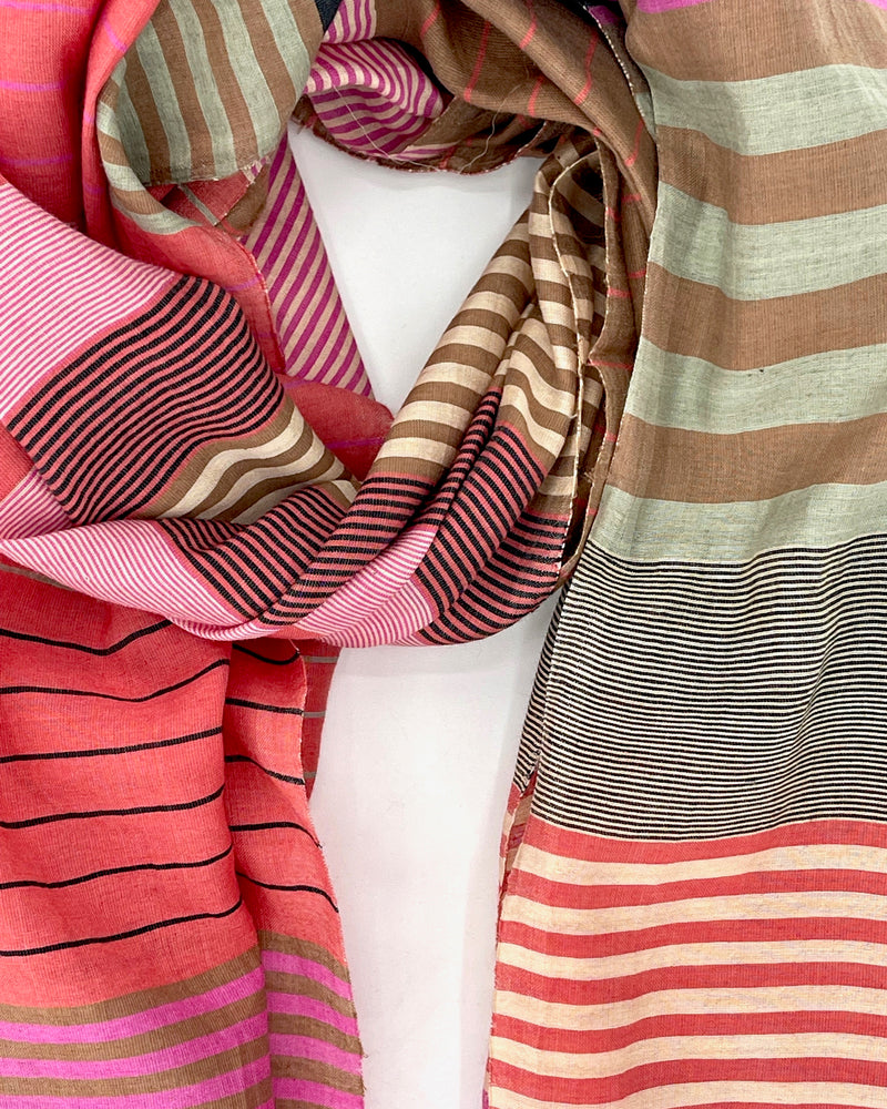 Samita Cotton and Silk Stripe Scarves