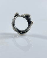 TenThousandThings Oxidized and Polished Melted Ring