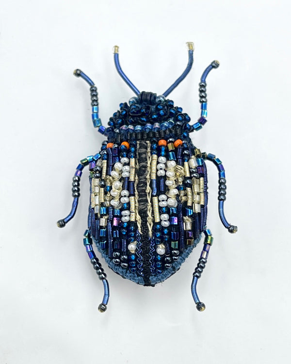 Blue Mint Beetle Brooch