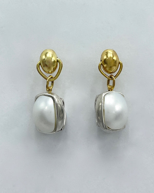 Vaubel Designs Reversible Silver X & Pearl Earrings