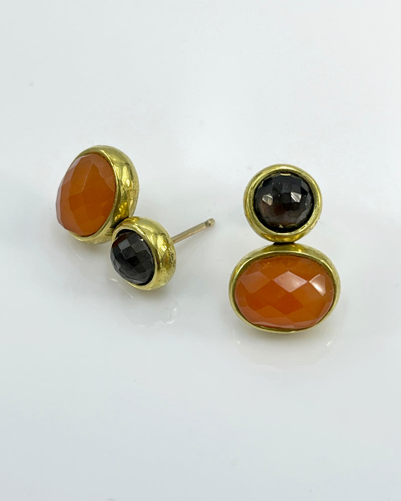 Tiny 2 Stone Drop Earrings
