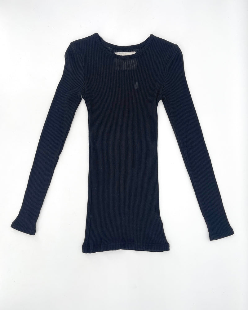 Gauze Rib Long Sleeve Crew Tops